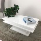 Blankt Hvidt Træ Stue Sofabord Med eller Uden Led Lys - Perro Viadurini