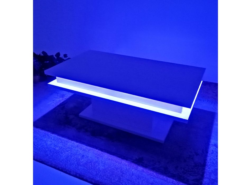 Blankt Hvidt Træ Stue Sofabord Med eller Uden Led Lys - Perro