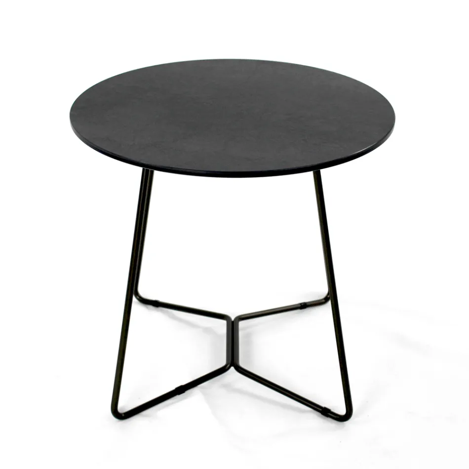 Rundt sofabord med plade af porcelæn i stentøj lavet i Italien - Paini Viadurini