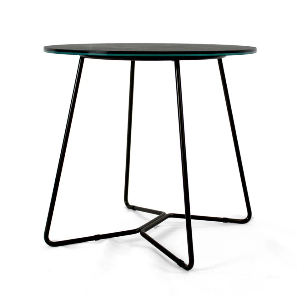 Rundt sofabord med plade af porcelæn i stentøj lavet i Italien - Paini Viadurini