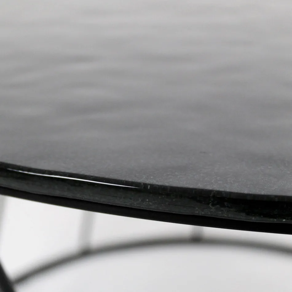 Rundt sofabord i stål og glas Made in Italy - Alisea Viadurini