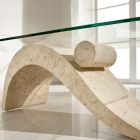 Moderne design sofabord med glasplade og Fossil Stone Base - Refill Viadurini