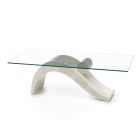Moderne design sofabord med glasplade og Fossil Stone Base - Refill Viadurini