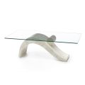 Moderne design sofabord med glasplade og Fossil Stone Base - Refill
