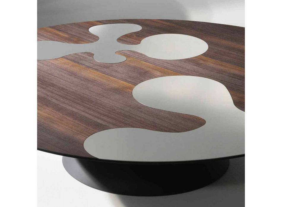 Tabel moderne design i lærketræ med stål indsætter Giglio Viadurini