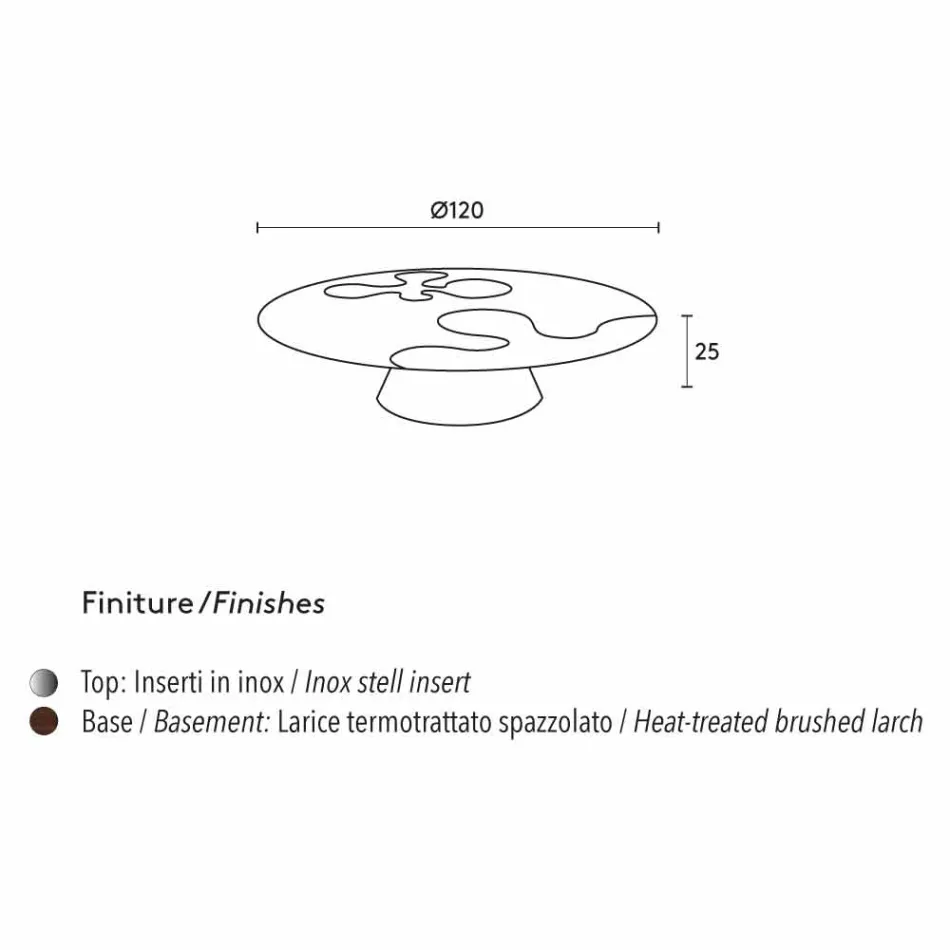 Tabel moderne design i lærketræ med stål indsætter Giglio Viadurini