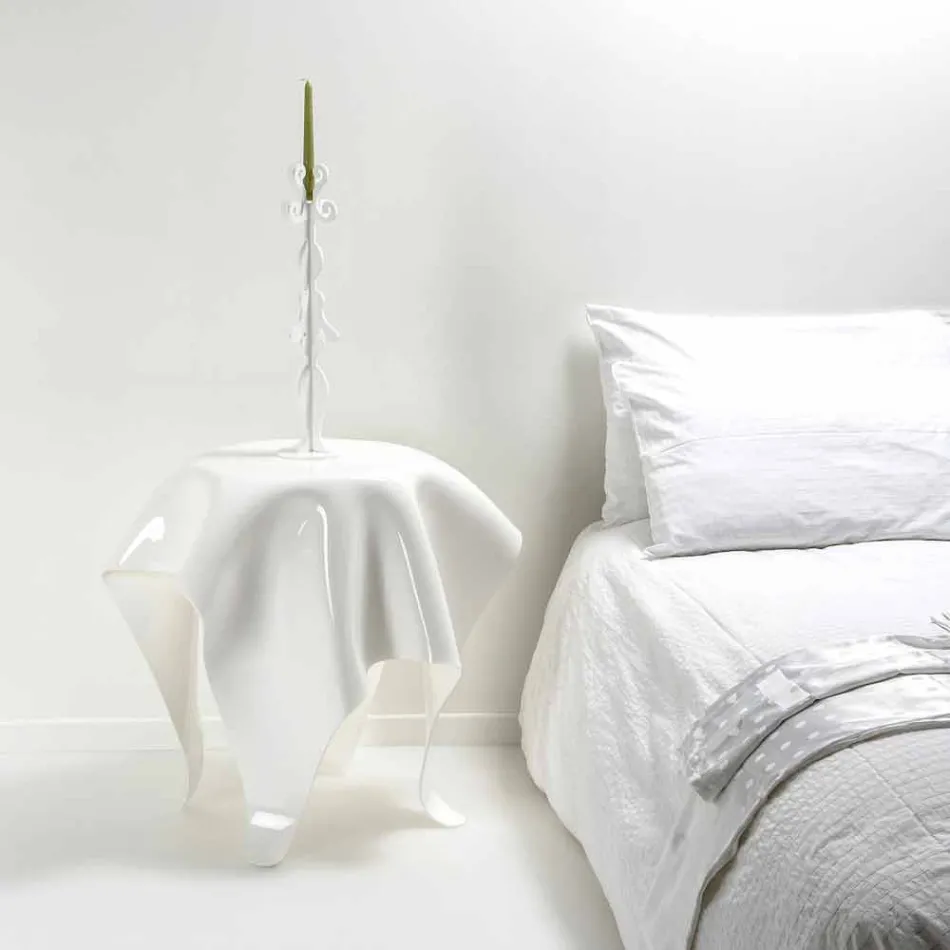 Tabel moderne design i hvidt plexiglas Otte, fremstillet i Italien Viadurini