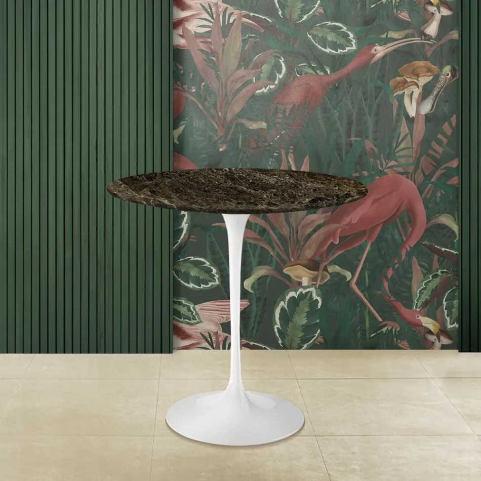 Eero Saarinen H 52 ovalt sofabord i Emperador Dark Marble Made in Italy - Scarlet Viadurini