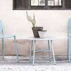 Rundt udendørs sofabord i HPL med metalunderstell Fremstillet i Italien - Makino Viadurini