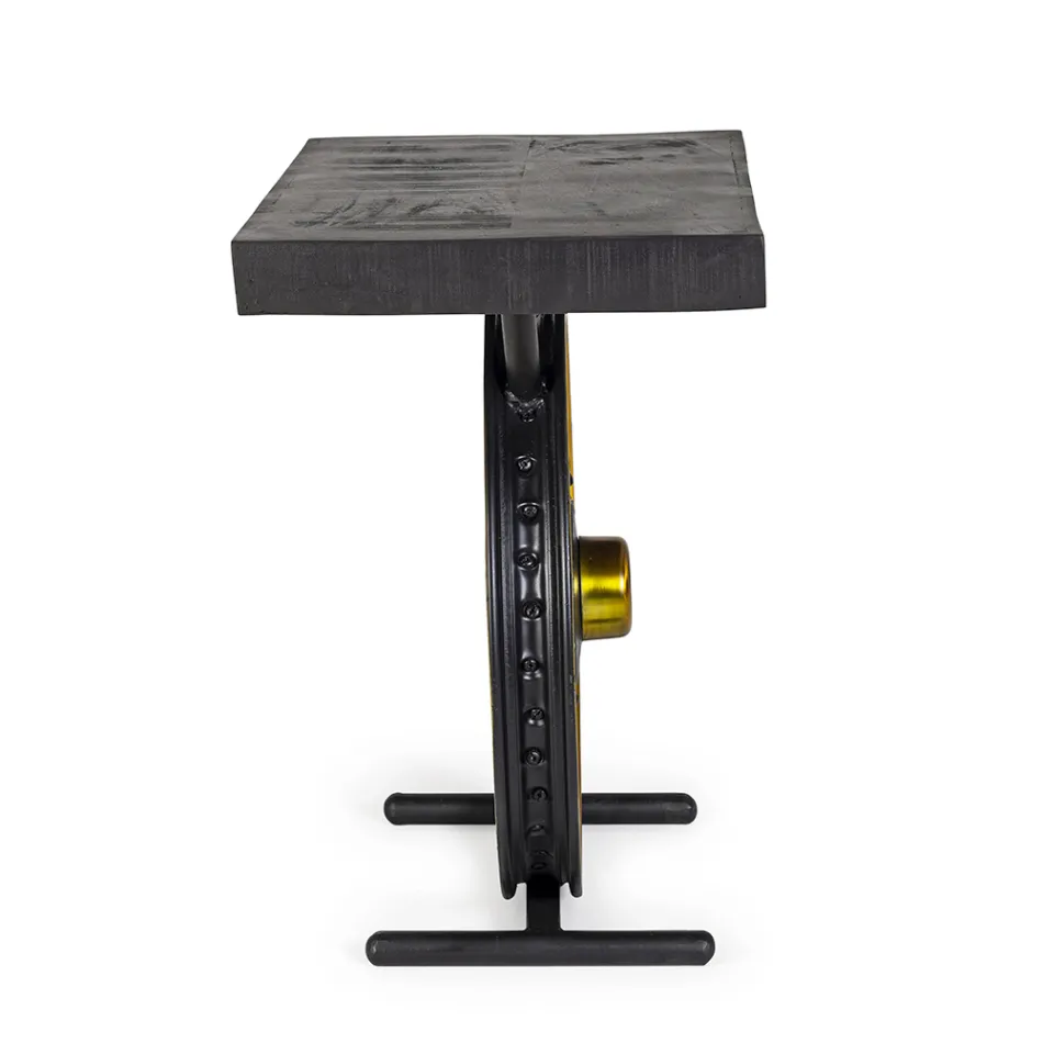 Håndlavet og industrielt sofabord i stål og mangotræ - Corvino Viadurini