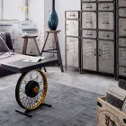 Håndlavet og industrielt sofabord i stål og mangotræ - Corvino Viadurini