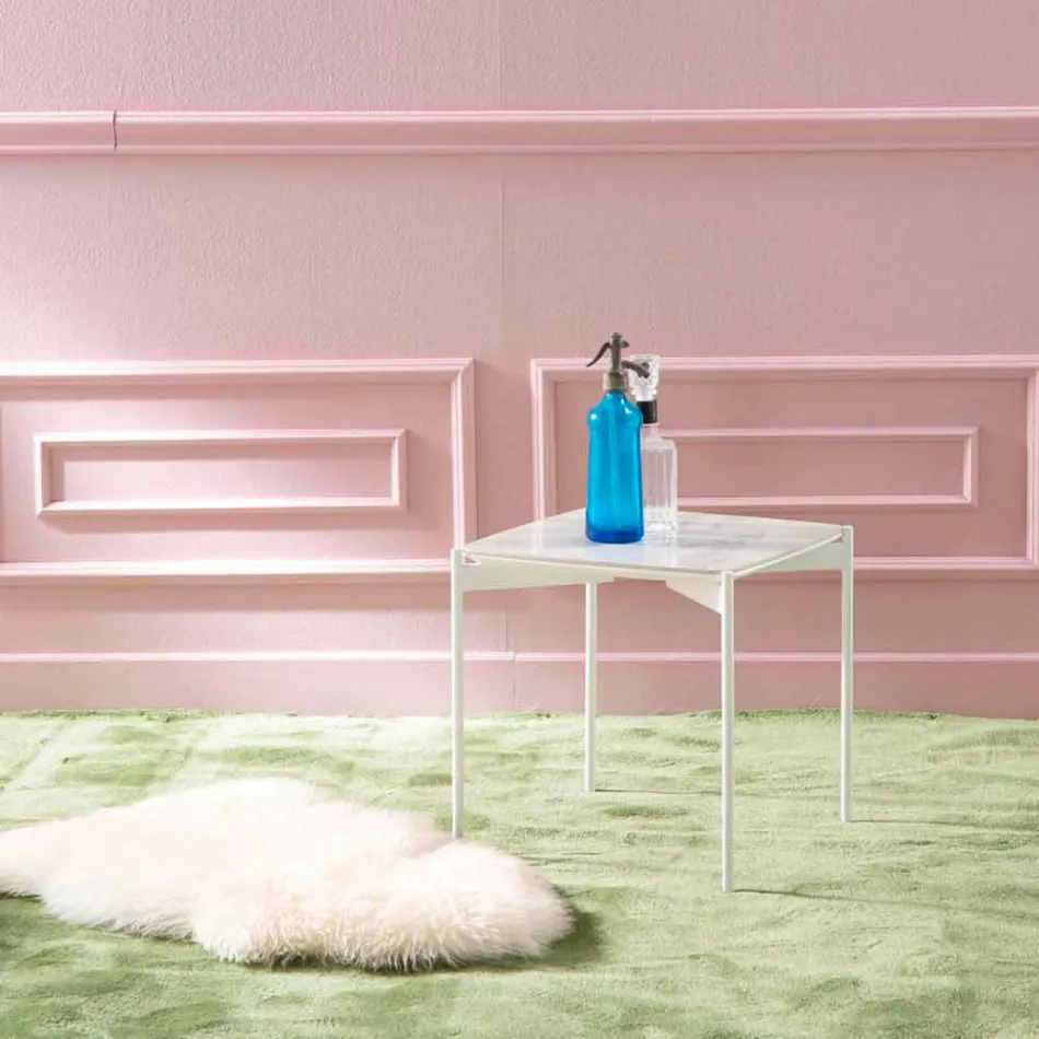 Modernt design firkantet keramisk og metal sofabord - Porcupine Viadurini