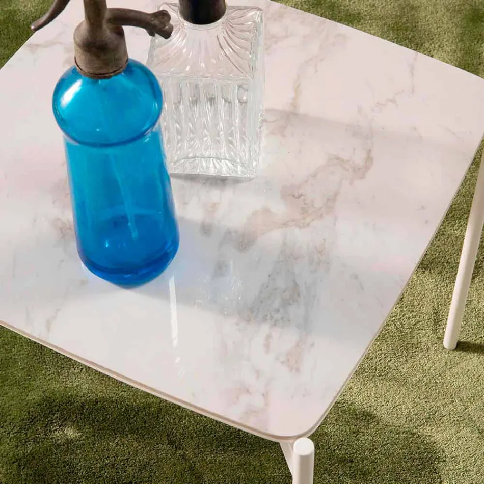 Modernt design firkantet keramisk og metal sofabord - Porcupine Viadurini