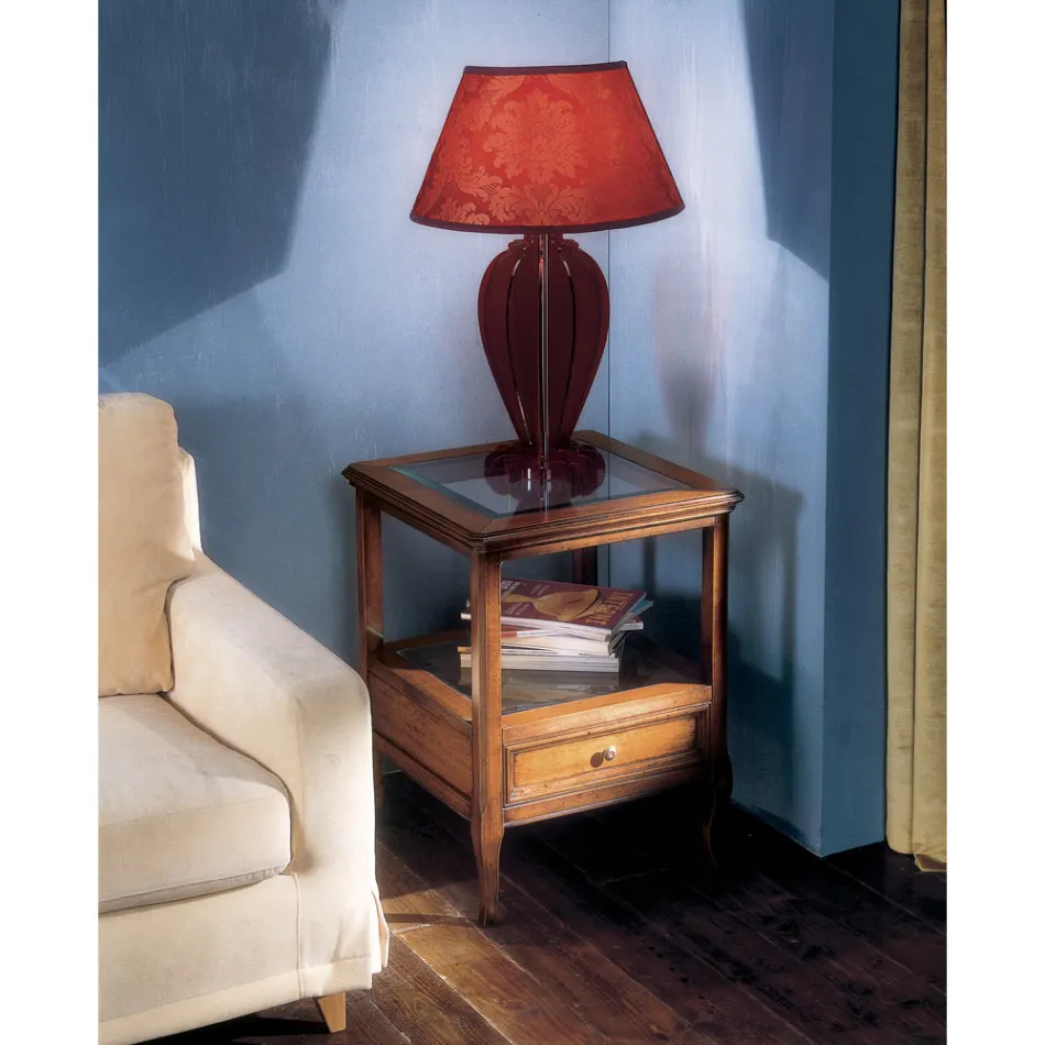 Bassano Francia sofabord i træ med glasplade lavet i Italien - Patecati Viadurini