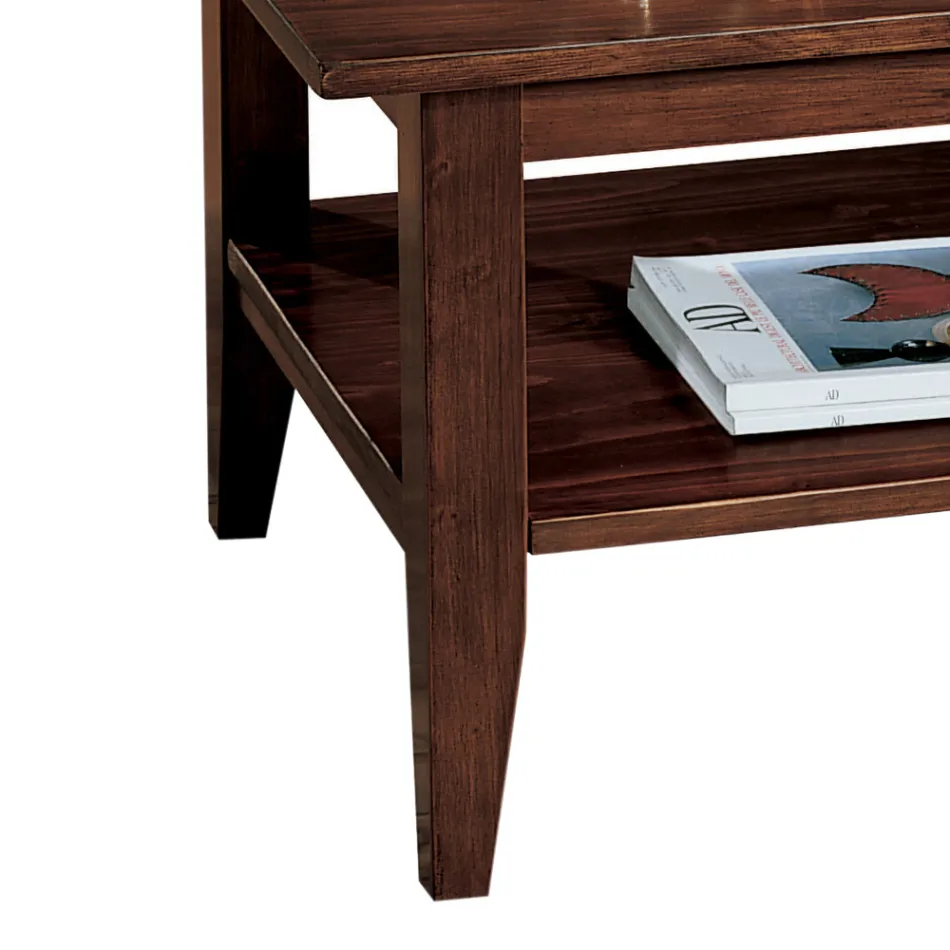 Sofabord i patineret valnød finish med hylde Made in Italy - Pekele Viadurini