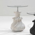 massivt træ bord og hvid krystal, diameter 60cm, Margo