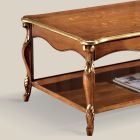 Luksus valnøddetræ og guld indlagt sofabord lavet i Italien - Cambrige Viadurini