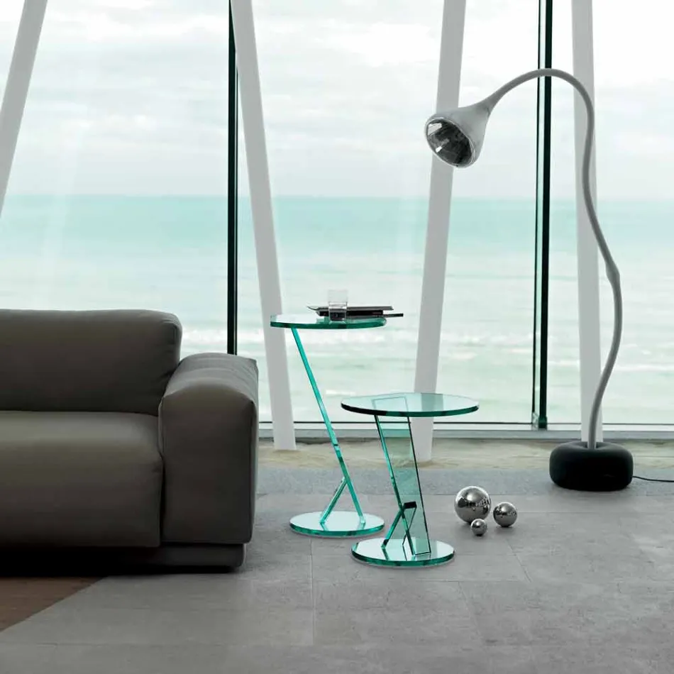 Sidebordssofa i ekstra klart glas Made in Italy - Tarzan Viadurini