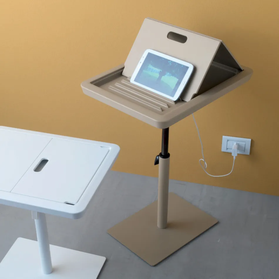 Sofa Sidebord Metal og PVC Justerbar Højde til Tablet - Tekniko Viadurini