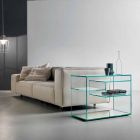 Sofa sidebord eller sengebord i ekstra klart glas spejlbase - Linzy Viadurini