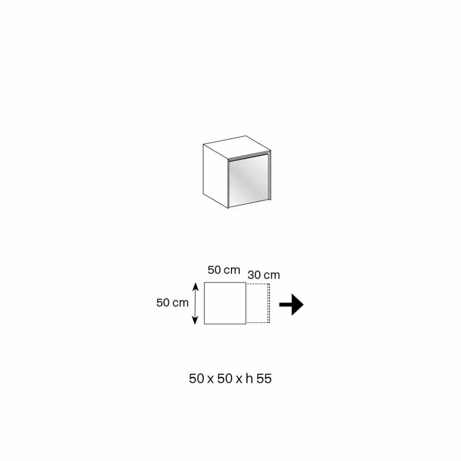 Sofa sidebord eller sengebord i røget glas med treskuffe - mantra Viadurini