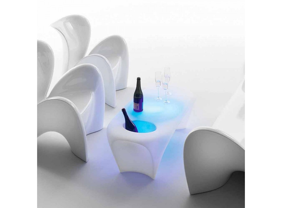 Lyst sofabord med mousserende vinflaske, udendørs eller indendørs design - lilje fra Myyour Viadurini