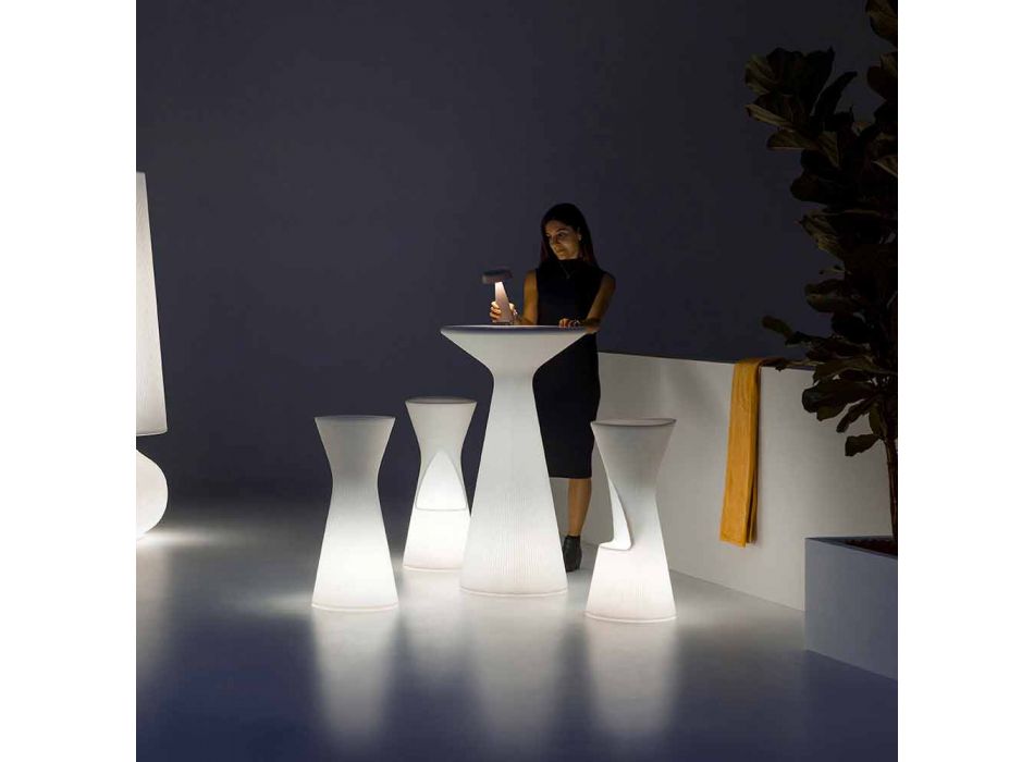 Lys udendørs sofabord med rund top i HPL fremstillet i Italien - Desmond Viadurini