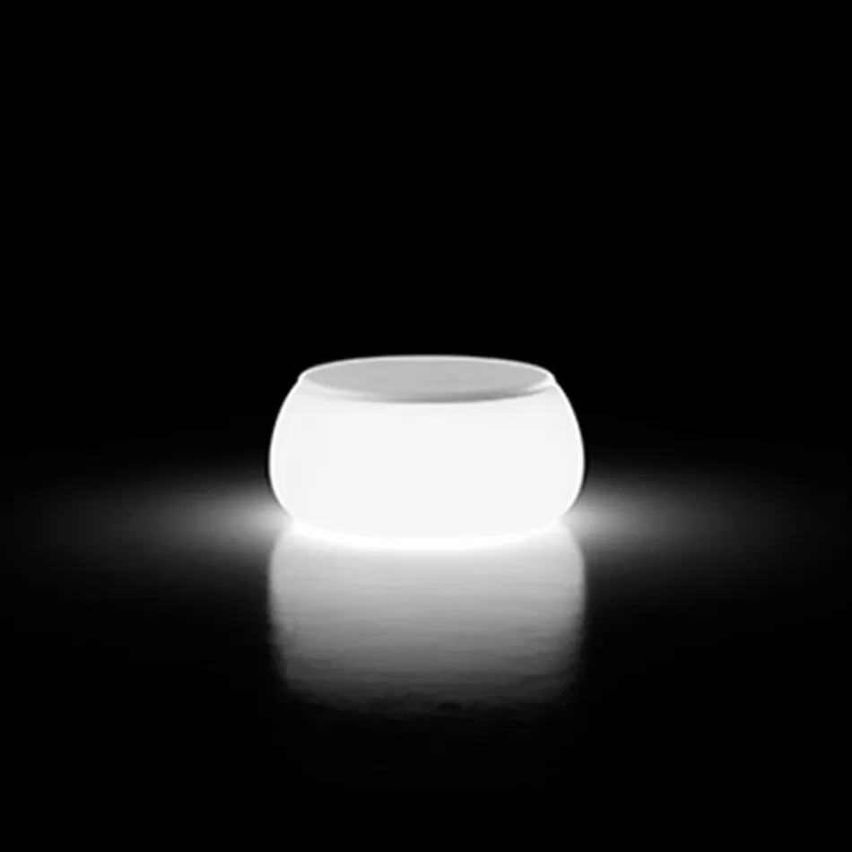 Lyst rundt havesofabord i polyethylen Fremstillet i Italien - Tibaldo Viadurini