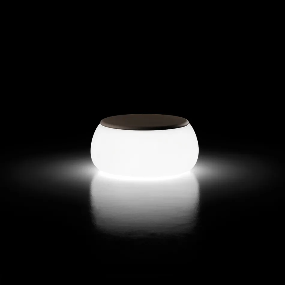 Lyst rundt havesofabord i polyethylen Fremstillet i Italien - Tibaldo Viadurini