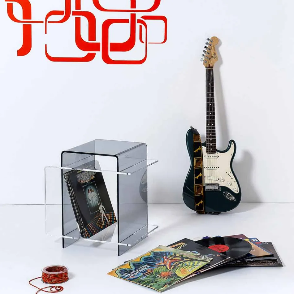 Moderne bord med 3 hylder røget og gennemsigtig Gosto fremstillet i Italien Viadurini