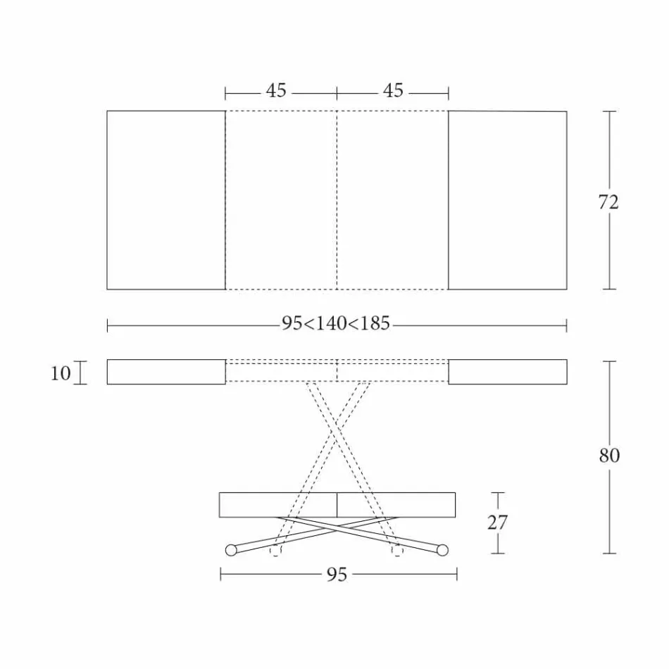 Moderne sofabord i træ og transformerbart metal fremstillet i Italien - Spirit Viadurini