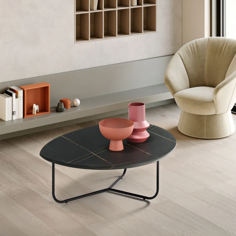 Relia - Moderne sofabord i MDF og malet metal i forskellige finish Viadurini