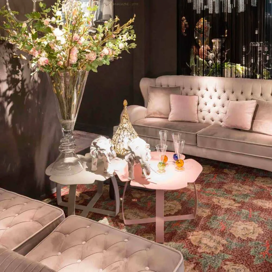 Moderne metalbord laserskåret blomst form Andy Viadurini