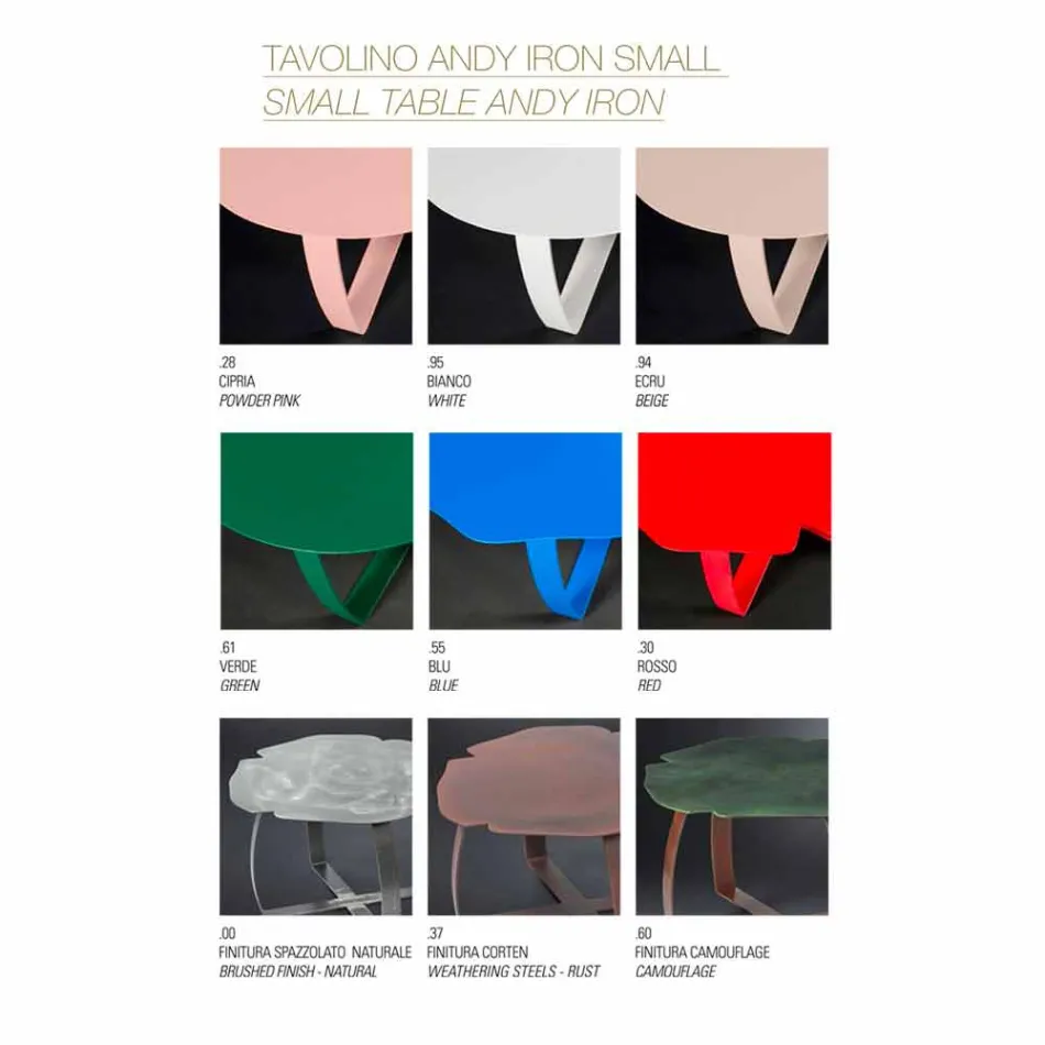 Moderne metalbord laserskåret blomst form Andy Viadurini