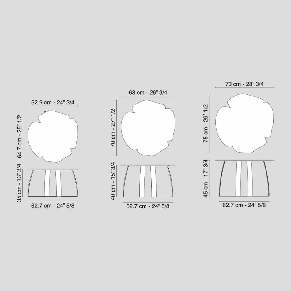 Moderne metalbord laserskåret blomst form Andy Viadurini