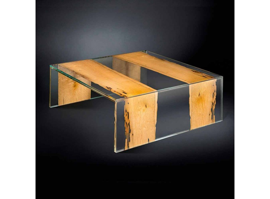 moderne glas sofabord og træ venetianske Briccola Viadurini