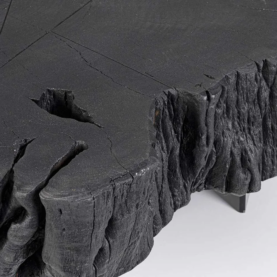 Homemotion sort sofabord i stål og naturligt akacietræ - Camala Viadurini