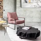 Homemotion sort sofabord i stål og naturligt akacietræ - Camala Viadurini