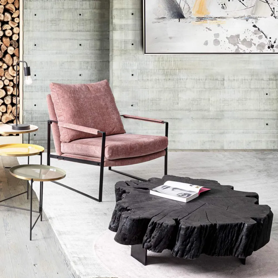 Homemotion sort sofabord i stål og naturligt akacietræ - Camala Viadurini