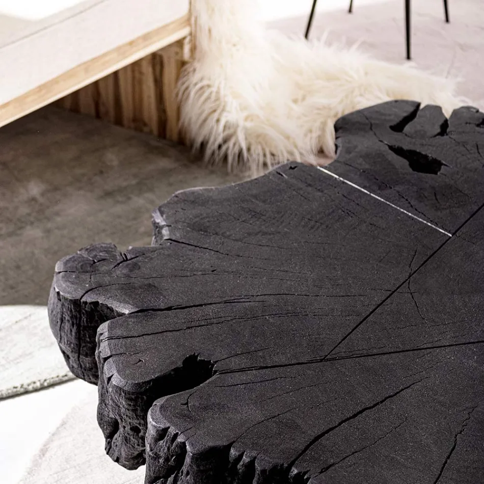 Homemotion sort sofabord i stål og naturligt akacietræ - Camala Viadurini