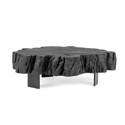 Homemotion sort sofabord i stål og naturligt akacietræ - Camala Viadurini