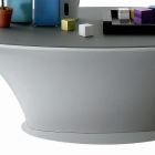 Båddesign ovalt sofabord metal og ætset glas - Ombordstigning Viadurini