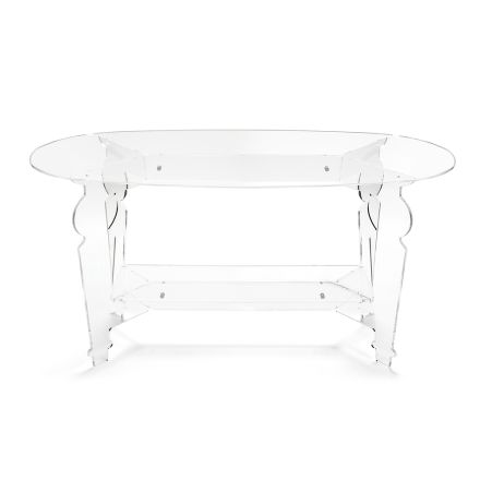 Ilaria - Transparent plexiglas ovalt sofabord fremstillet i Italien Viadurini