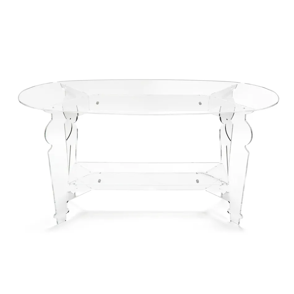 Ilaria - Transparent plexiglas ovalt sofabord fremstillet i Italien Viadurini
