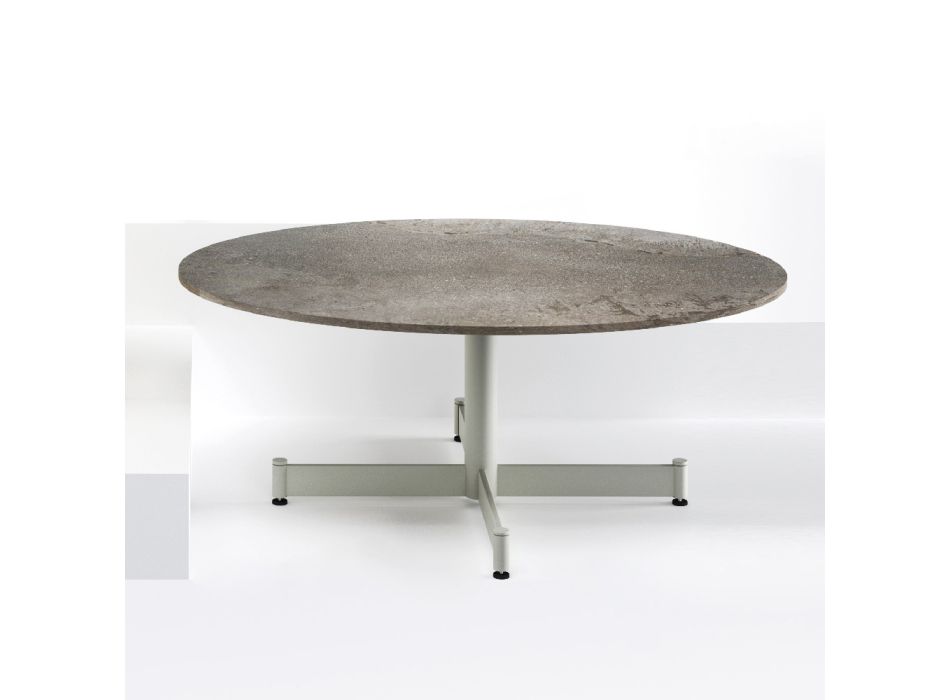 Ovalt udendørs sofabord med stålbund lavet i Italien - Armony Viadurini