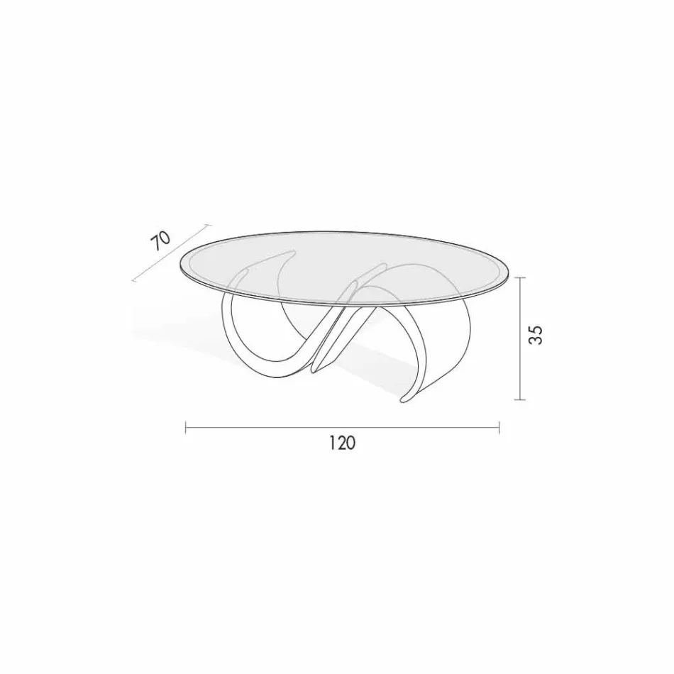 Ovalt sofabord i skråt glas og syntetisk marmor fremstillet i Italien - Barbera Viadurini