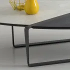 Oval Stue Metal Sofabord og Tofarvet Keramisk Top - Comacchio Viadurini