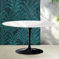 Saarinen Tulip ovalt sofabord H 41 cm i blank hvid Florim keramik - Scarlet