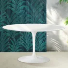 Saarinen Tulip ovalt sofabord H 41 cm i blank hvid Florim keramik - Scarlet Viadurini