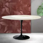 Saarinen Tulip ovalt sofabord H 41 cm i Florim Calacatta guld mat keramik - skarlagenrød Viadurini